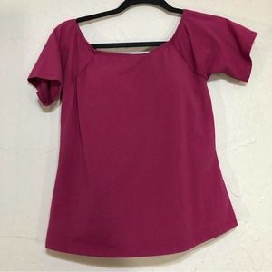 Soft Surroundings Womans Top 34D Maroon Short Sleeve Built in Bra